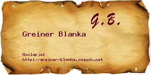 Greiner Blanka névjegykártya